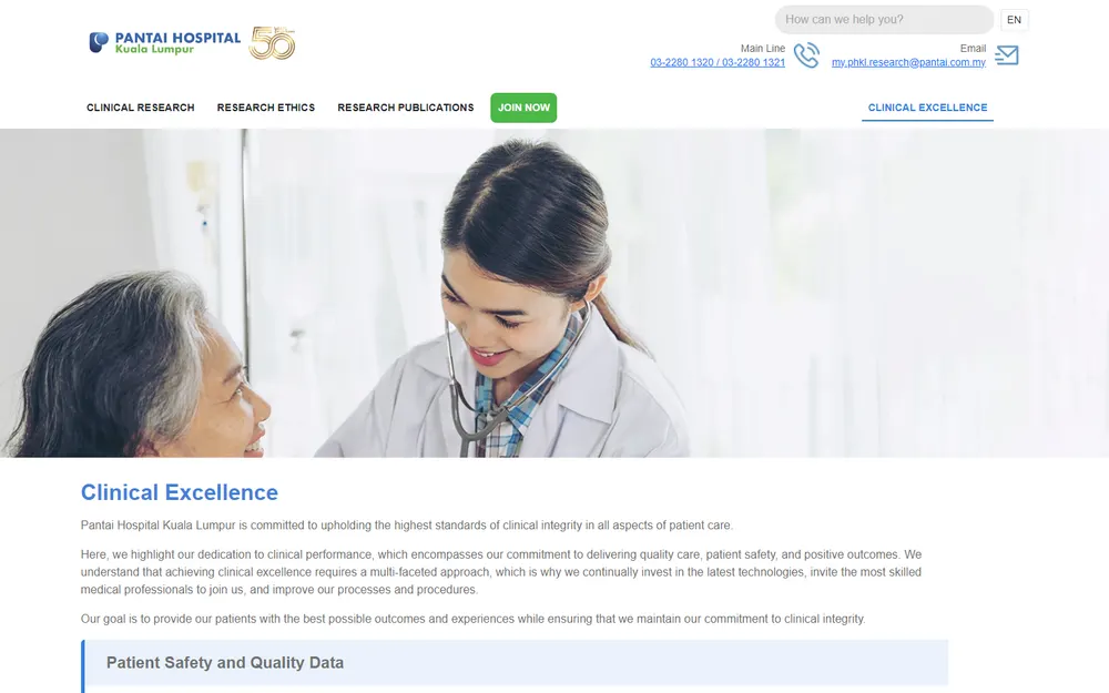 Pantai Hospital KL Clinical Excellence page