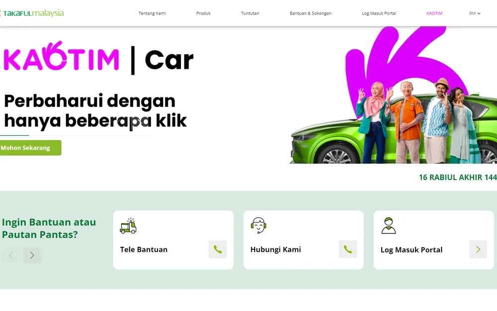 Takaful Malaysia website homepage